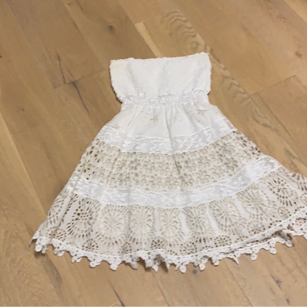 Temptation Positano Strapless White Crochet Lace Mini Dress